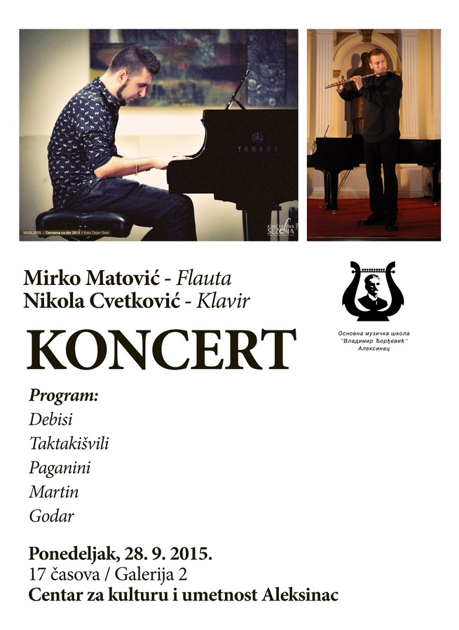 Koncert <br>Mirko Matović, flauta <br>Nikola Cvetković, klavir